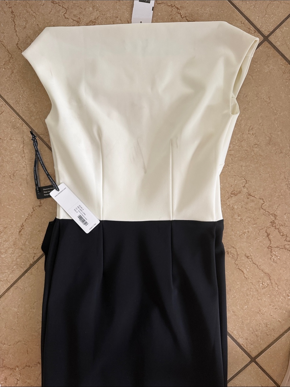 Chiara Boni Black and White Off-Shoulder Maxi Gown - Picture 9 of 16
